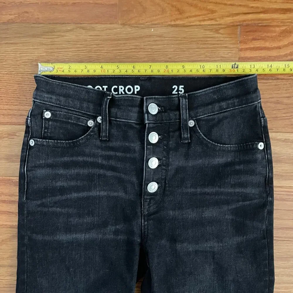 J. Crew Demi Boot Crop Jeans Womens 25 Faded Black Charcoal Raw Hem Kick Flare